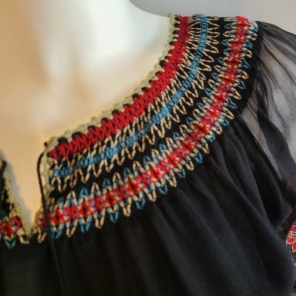 MM Couture Black Boho Embroidered Top - Picture 9 of 11